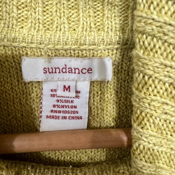 Sundance Women’s Sweater M Ribbed Turtleneck Cotton Silk Blend Yellow Spring - Picture 2 of 4